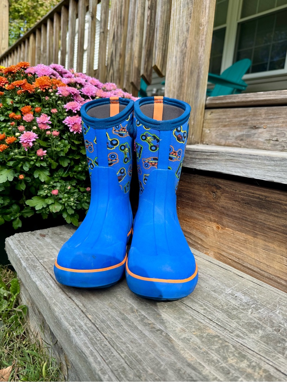 Bog Boots Kid’s Blue Trucks Waterproof Winter Boots